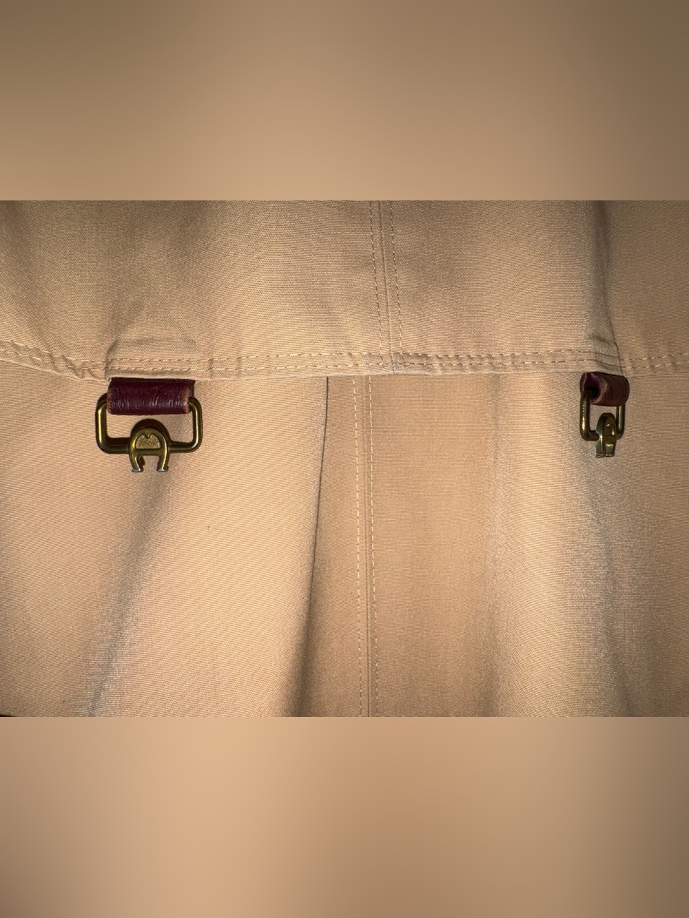 Vintage Etienne Aigner USA Tan Belted Trench Coat Leather Trim Medium - Picture 7 of 14